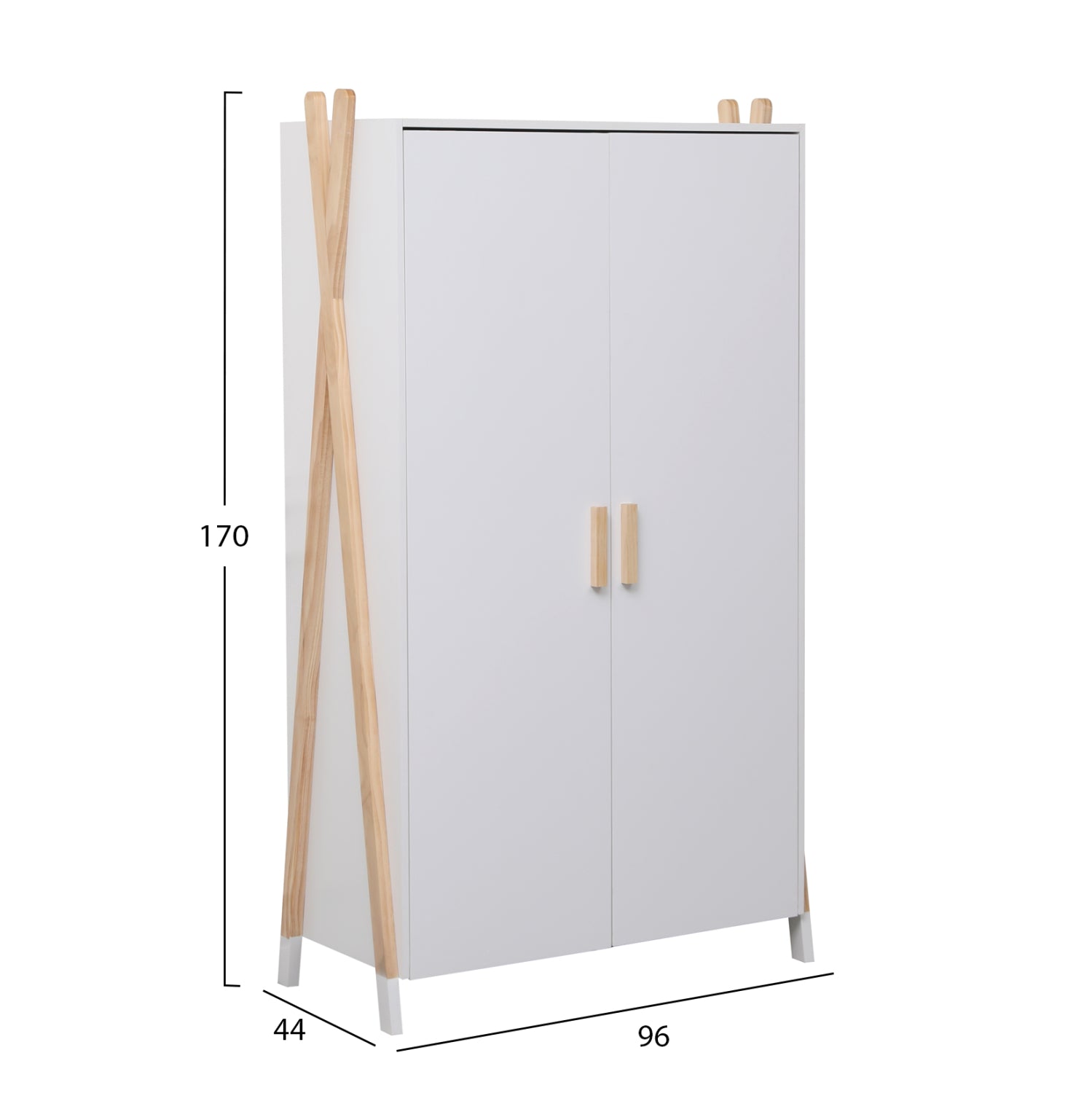 CHILDREN'S WARDROBE PASCHAL HM2494.03 WHITE MELAMINE-PINE WOOD LEGS 96x44x170Hcm.