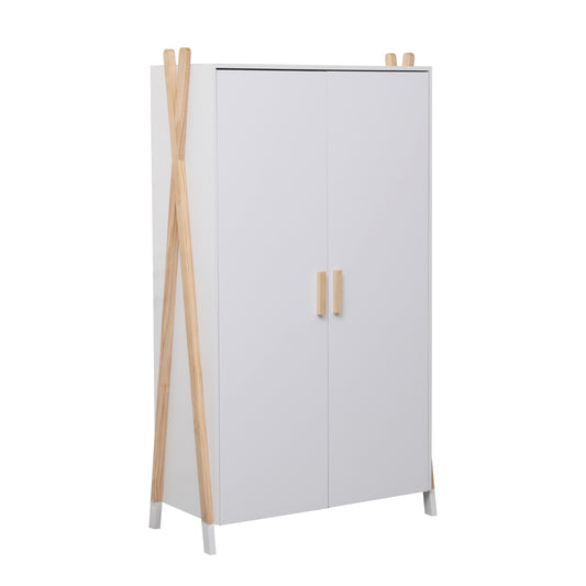 CHILDREN'S WARDROBE PASCHAL HM2494.03 WHITE MELAMINE-PINE WOOD LEGS 96x44x170Hcm.