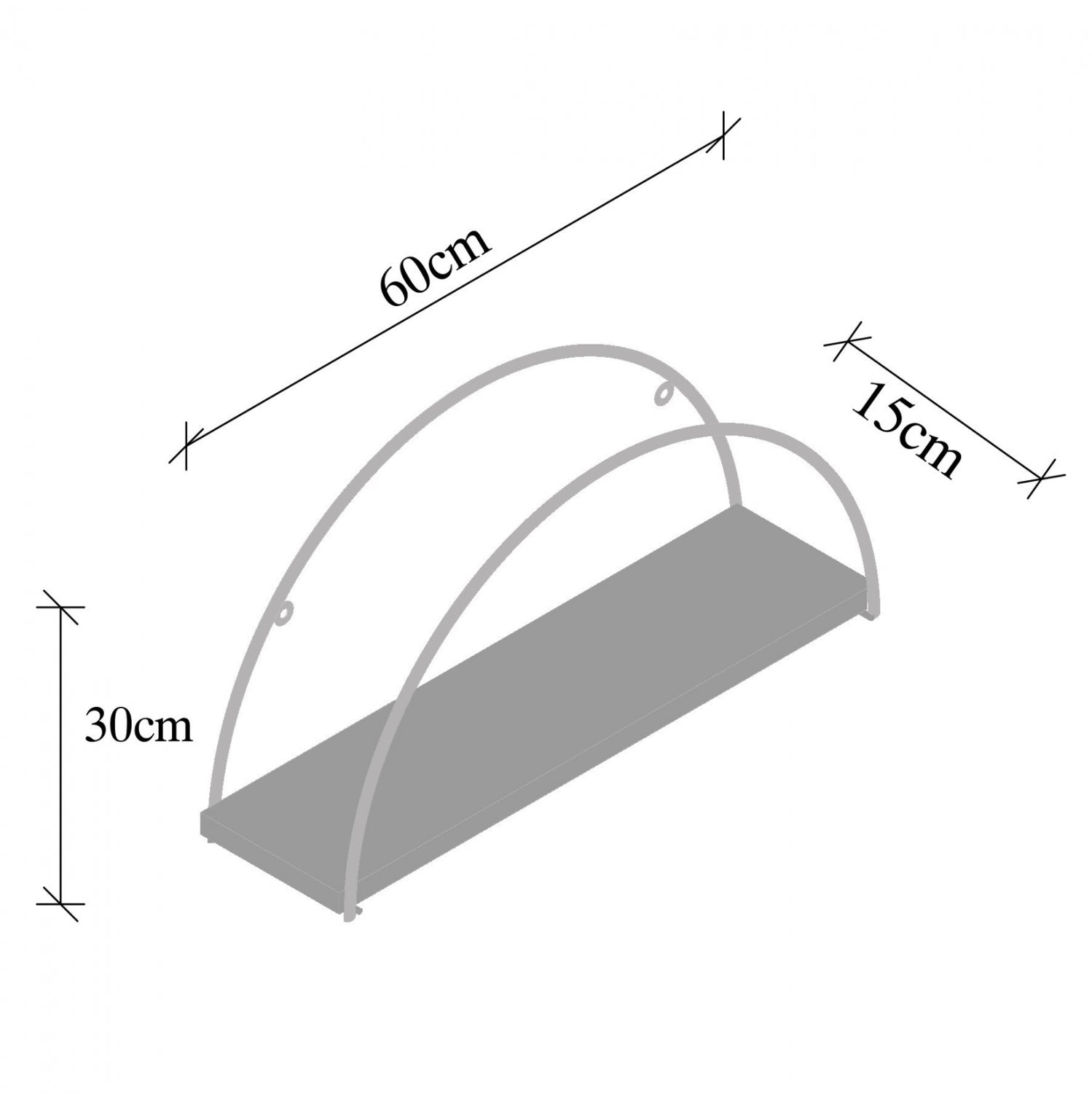 WALL SHELF MADE OF FIR WOOD AND BLACK METAL HM9112.01 60x15x30Y cm.