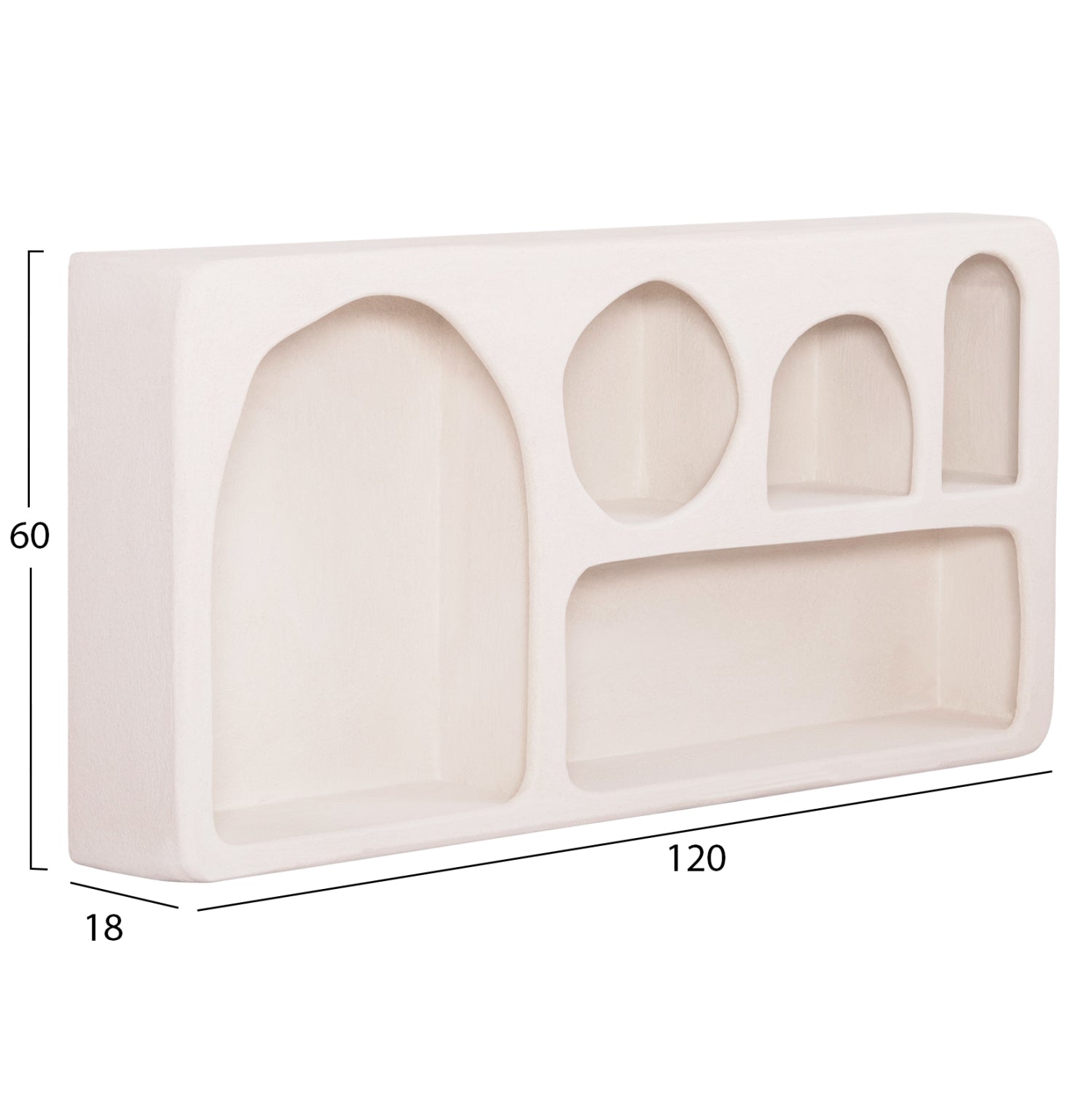 WALL SHELF SERIES SANTORINI HM18063.01 MDF IN OFF-WHITE 120x18x60Hcm.