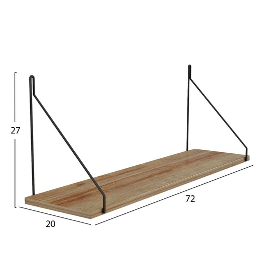 WALL SHELF AGILAN HM9183.11 MELAMINE IN NATURAL OAK 72x20x27Hcm.