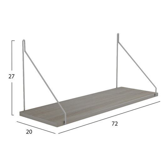 WALL SHELF AGILAN HM9183.14 MELAMINE IN SONOMA-WHITE METAL 72x20x27Hcm.