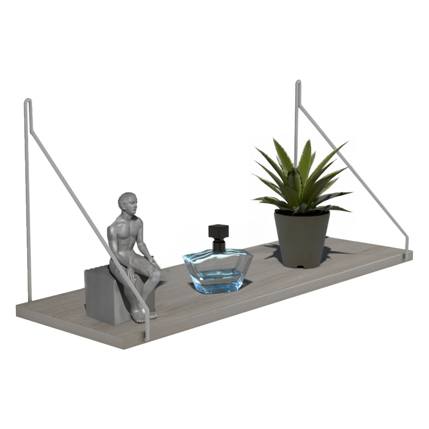 WALL SHELF AGILAN HM9183.14 MELAMINE IN SONOMA-WHITE METAL 72x20x27Hcm.