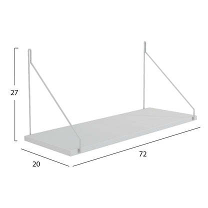 WALL SHELF AGILAN HM9183.15 MELAMINE IN WHITE-WHITE METAL 72x20x27Hcm.