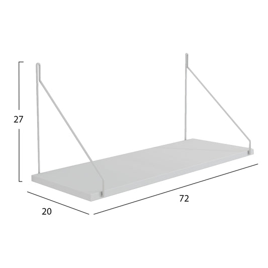 WALL SHELF AGILAN HM9183.15 MELAMINE IN WHITE-WHITE METAL 72x20x27Hcm.