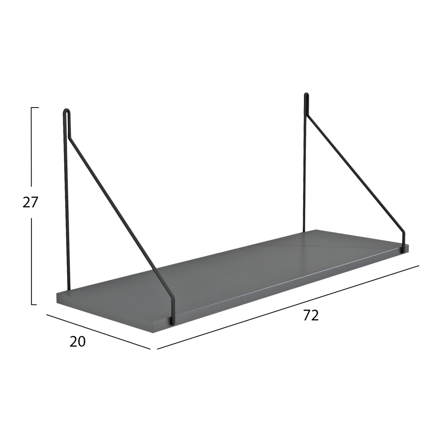 WALL SHELF AGILAN HM9183.20 MELAMINE IN DARK GREY 72x20x27Hcm.