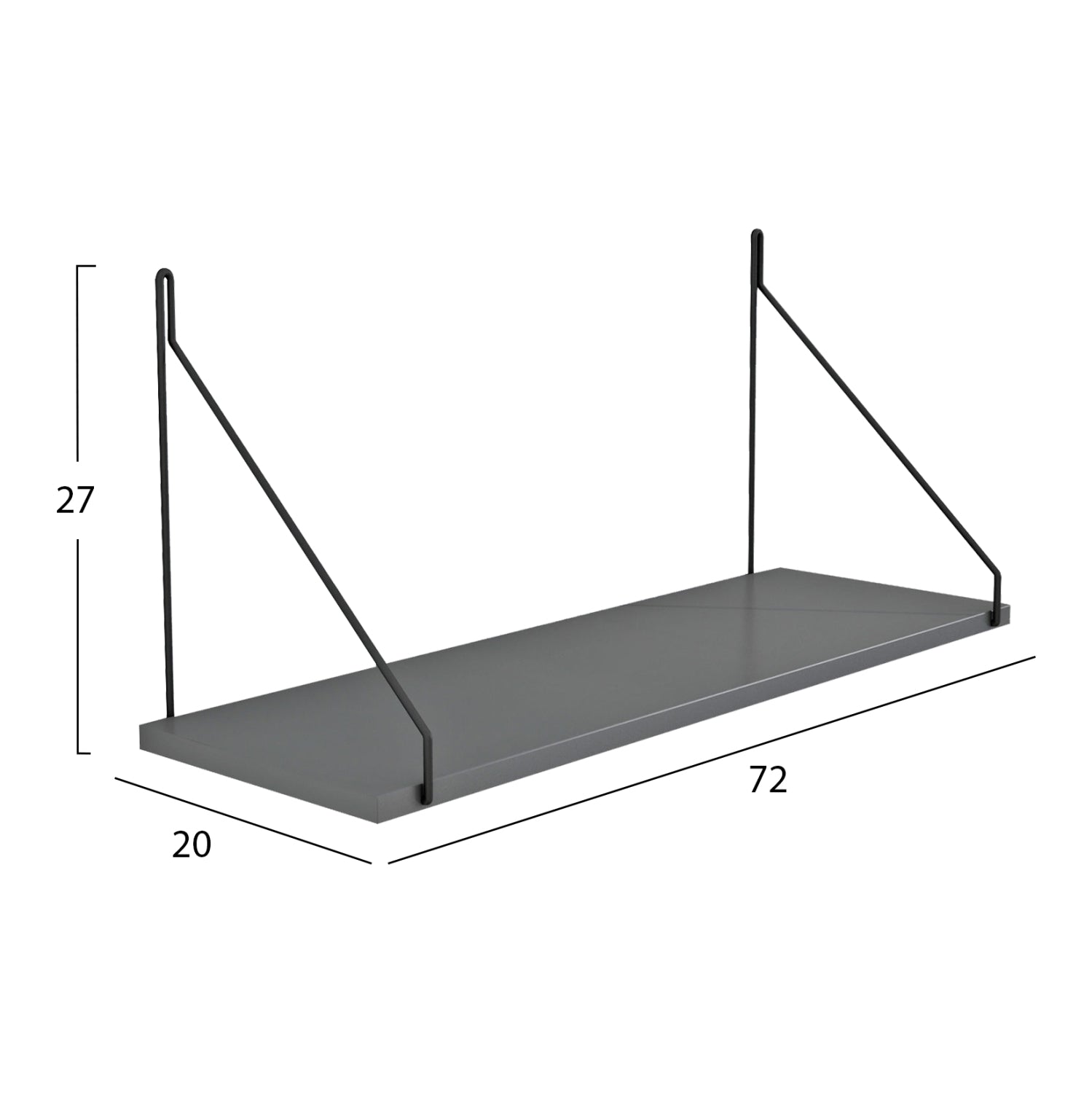 WALL SHELF AGILAN HM9183.20 MELAMINE IN DARK GREY 72x20x27Hcm.