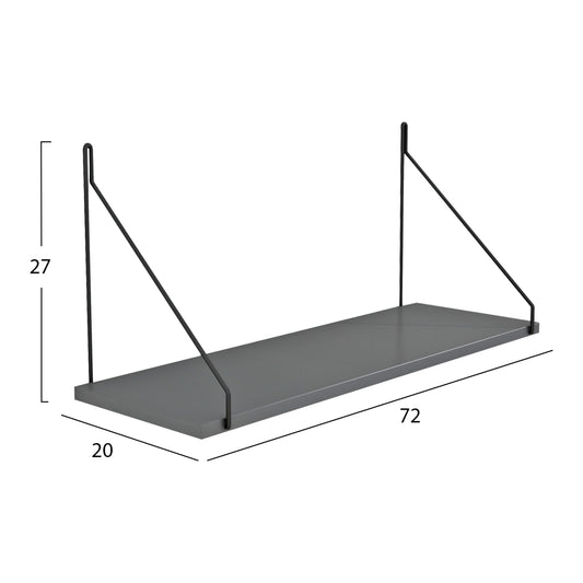 WALL SHELF AGILAN HM9183.20 MELAMINE IN DARK GREY 72x20x27Hcm.