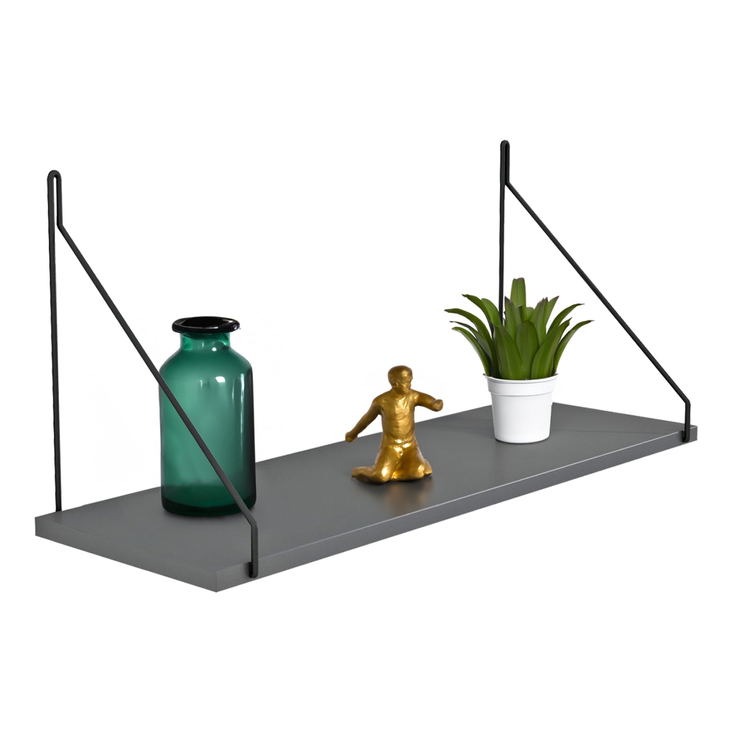 WALL SHELF AGILAN HM9183.20 MELAMINE IN DARK GREY 72x20x27Hcm.