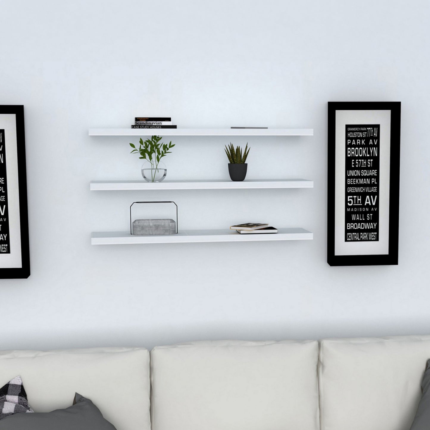 WALL SHELVES CASSIUS HM8966.11 MELAMINE IN WHITE 60x14,5 cm.