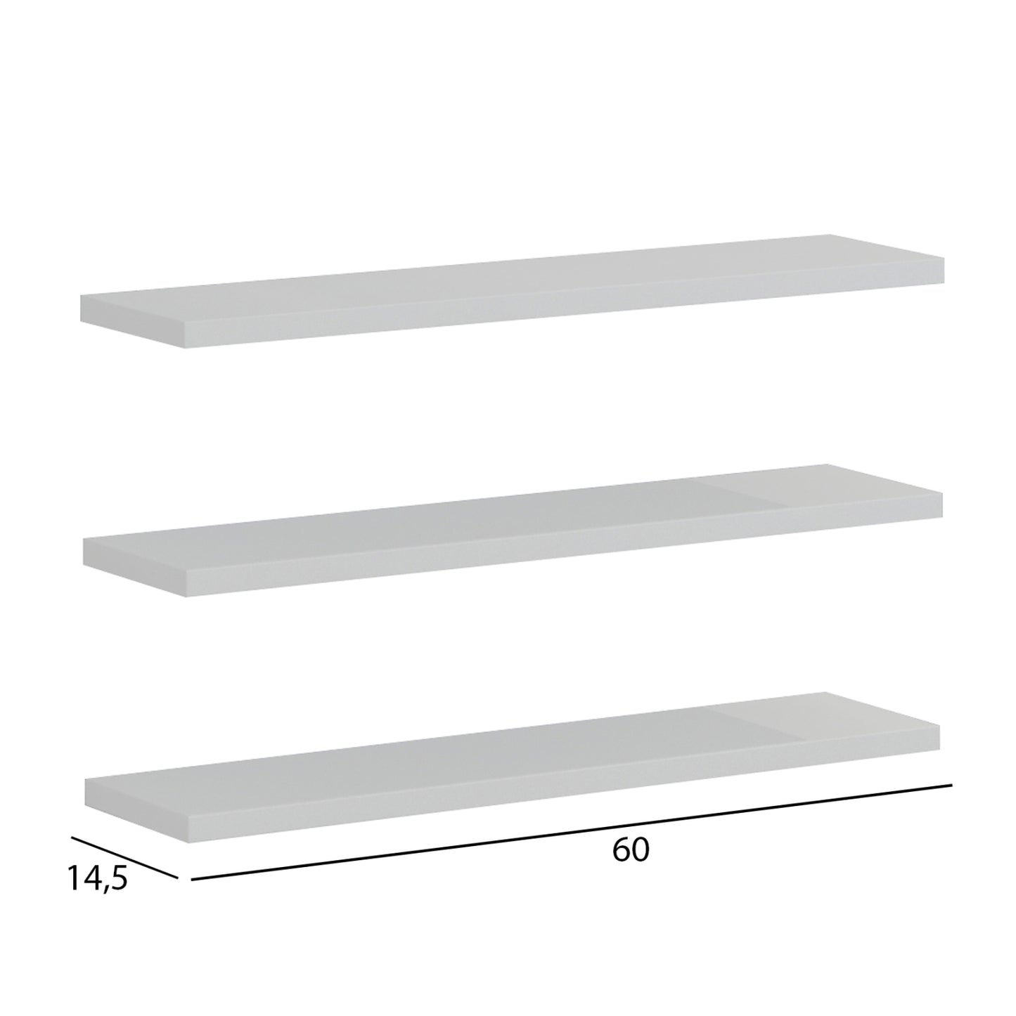 WALL SHELVES CASSIUS HM8966.11 MELAMINE IN WHITE 60x14,5 cm.