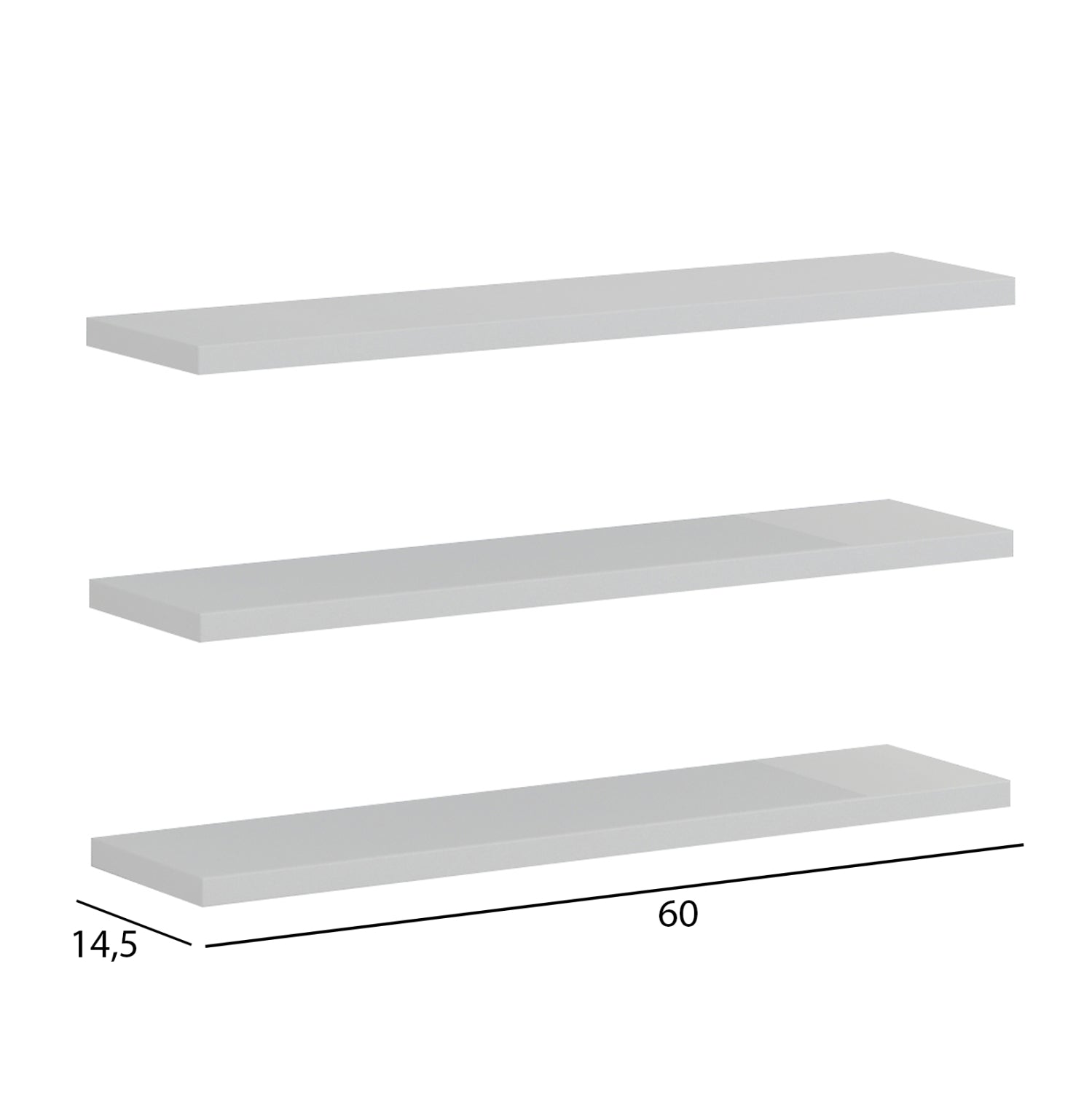WALL SHELVES CASSIUS HM8966.11 MELAMINE IN WHITE 60x14,5 cm.