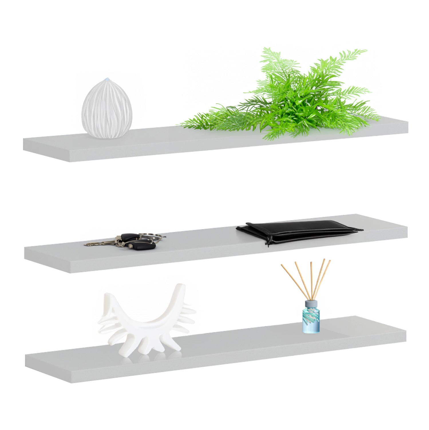WALL SHELVES CASSIUS HM8966.11 MELAMINE IN WHITE 60x14,5 cm.