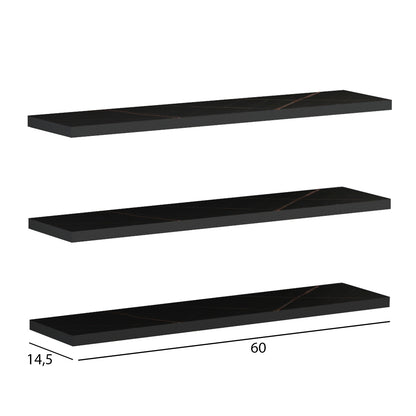 WALL SHELVES CASSIUS HM8966.13 MELAMINE IN BLACK MARBLE 60x14,5 cm.