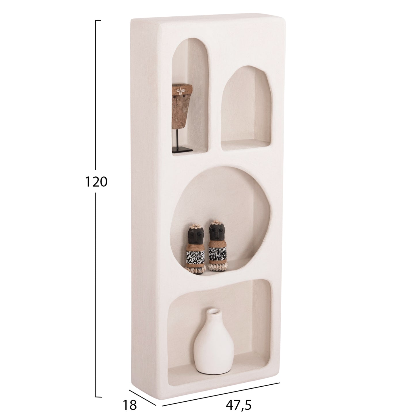 WALL RACK SERIES SANTORINI HM18069 MDF IN OFF-WHITE COLOR 47,5x18x120Hcm.