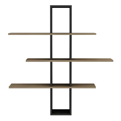 WALL SHELVES DOMINIC HM8976.13 MELAMINE IN NATURAL-BLACK MARBLE 96x19,5x101Hcm.