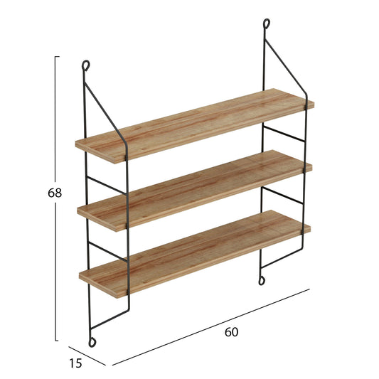 WALL SHELVES ACHALA HM9185.11 MELAMINE IN NATURAL OAK 60x15x68Hcm.