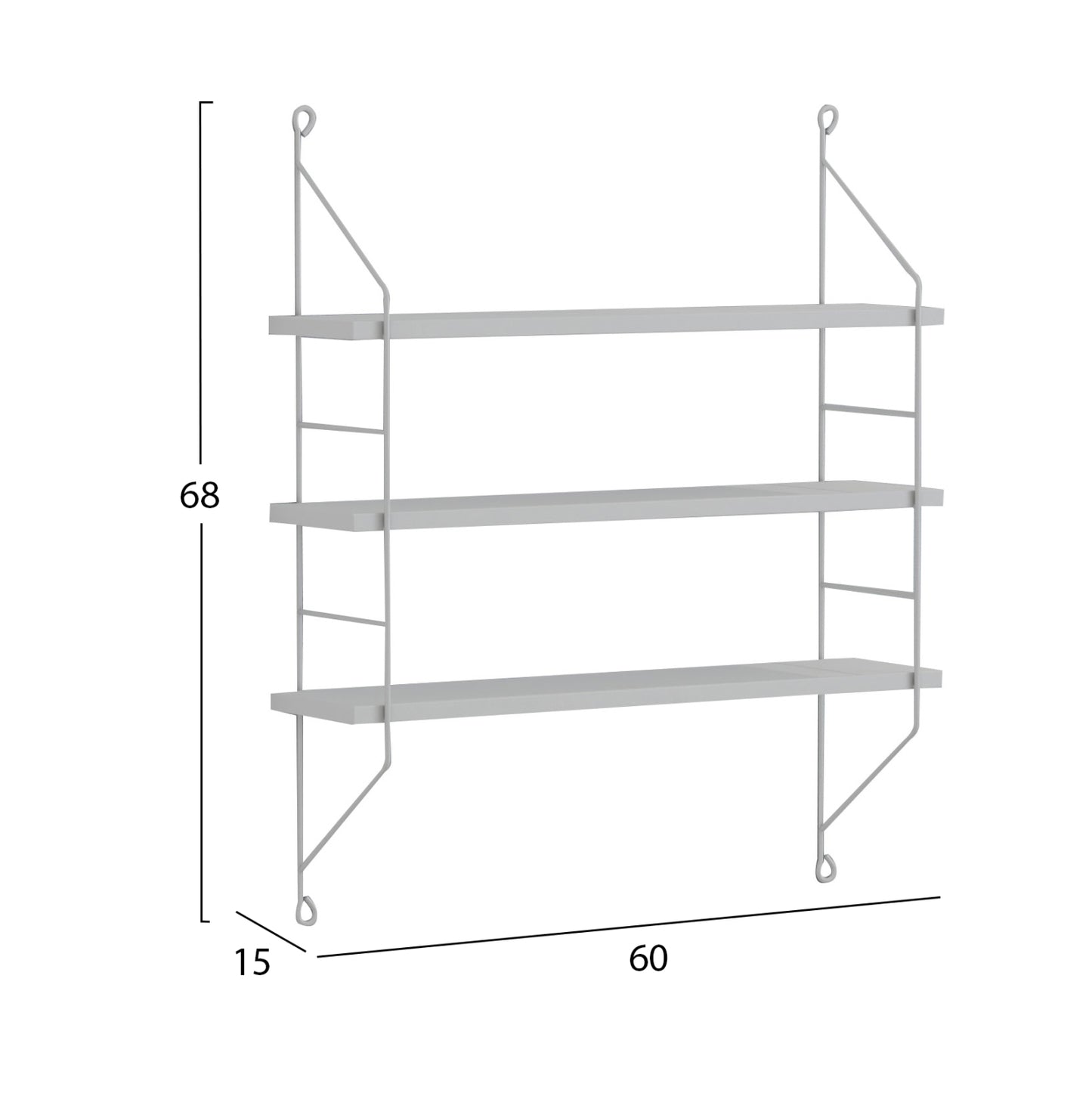 WALL SHELVES ACHALA HM9185.15 MELAMINE IN WHITE 60x15x68Hcm.