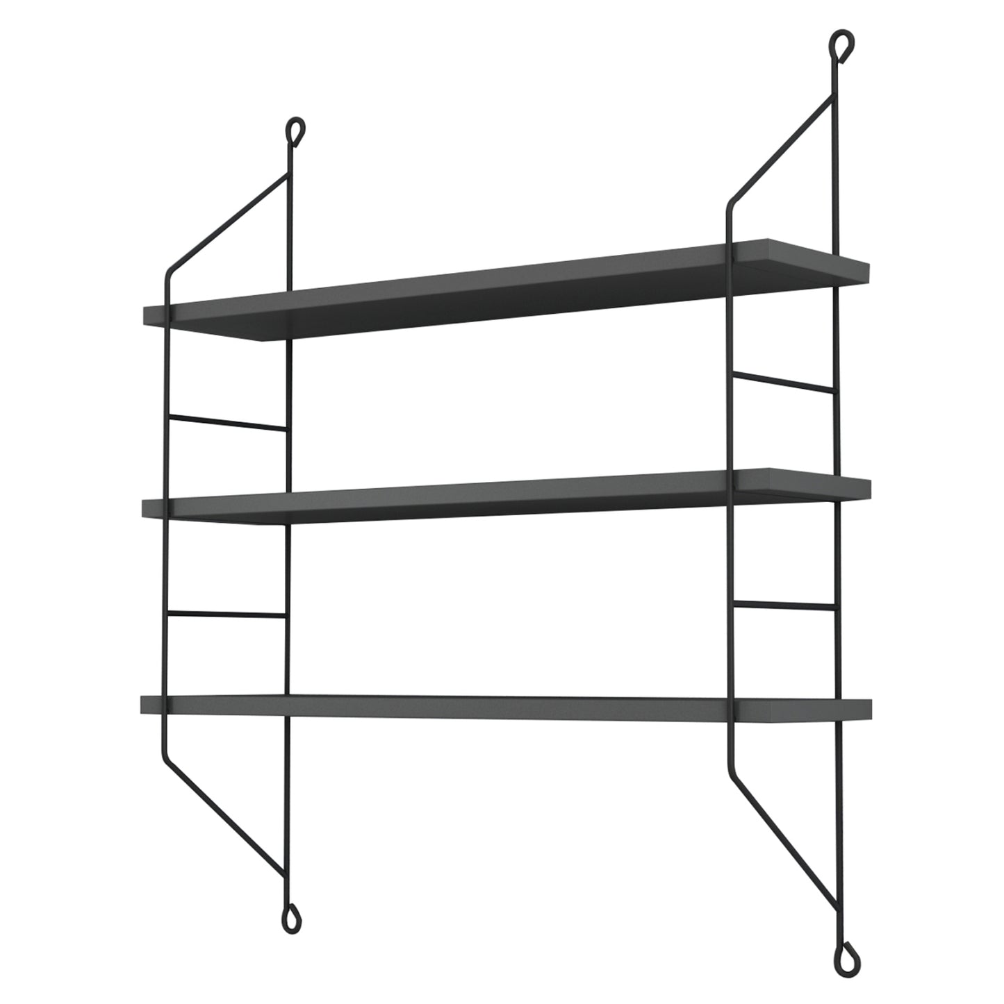 WALL SHELVES ACHALA HM9185.20 MELAMINE IN DARK GREY 60x15x68Hcm.