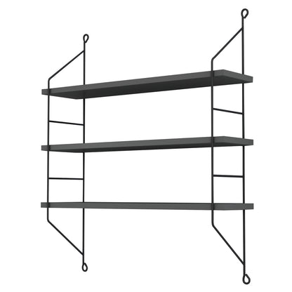WALL SHELVES ACHALA HM9185.20 MELAMINE IN DARK GREY 60x15x68Hcm.