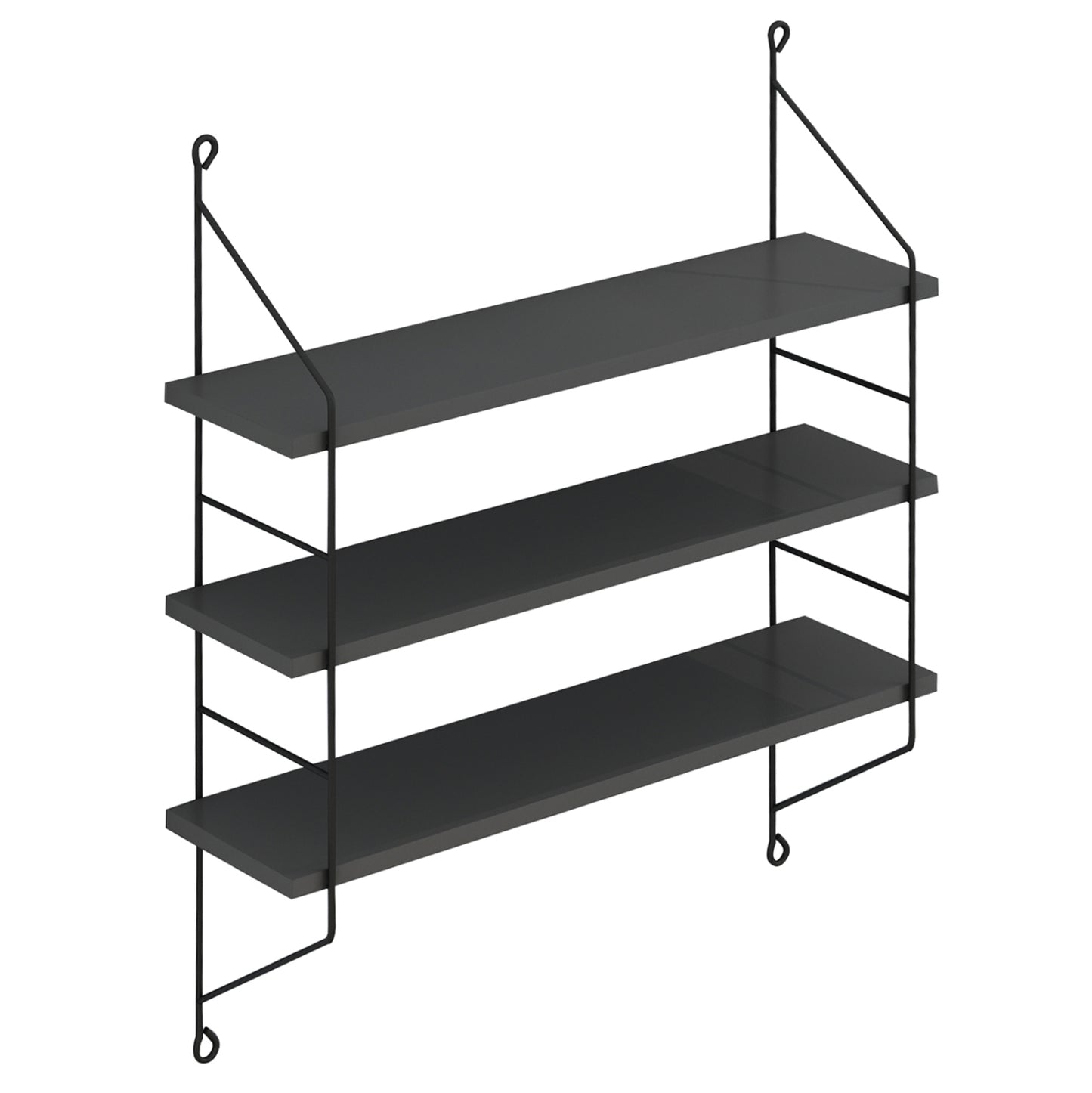 WALL SHELVES ACHALA HM9185.20 MELAMINE IN DARK GREY 60x15x68Hcm.