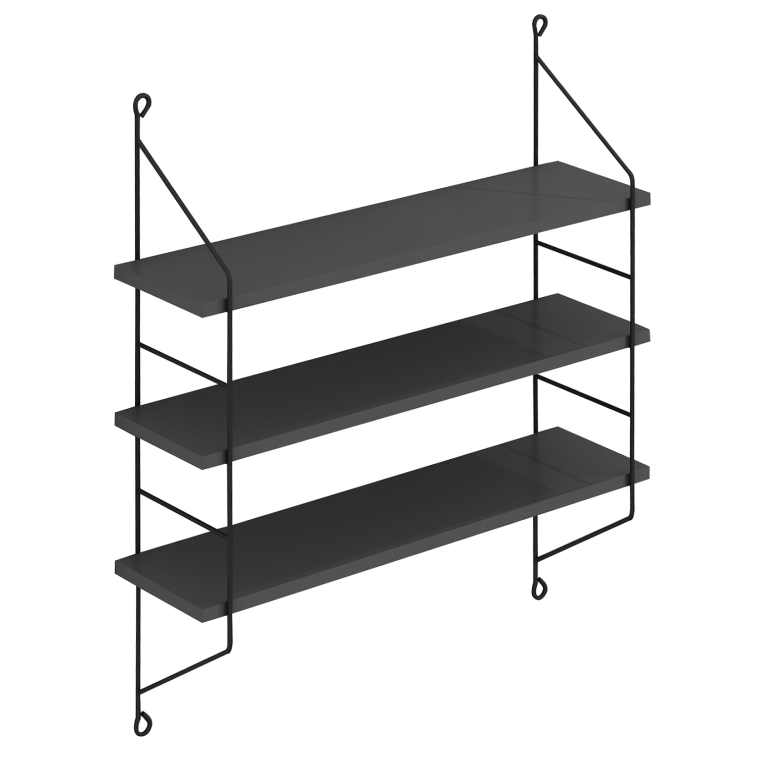 WALL SHELVES ACHALA HM9185.20 MELAMINE IN DARK GREY 60x15x68Hcm.