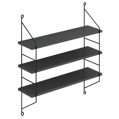 WALL SHELVES ACHALA HM9185.20 MELAMINE IN DARK GREY 60x15x68Hcm.
