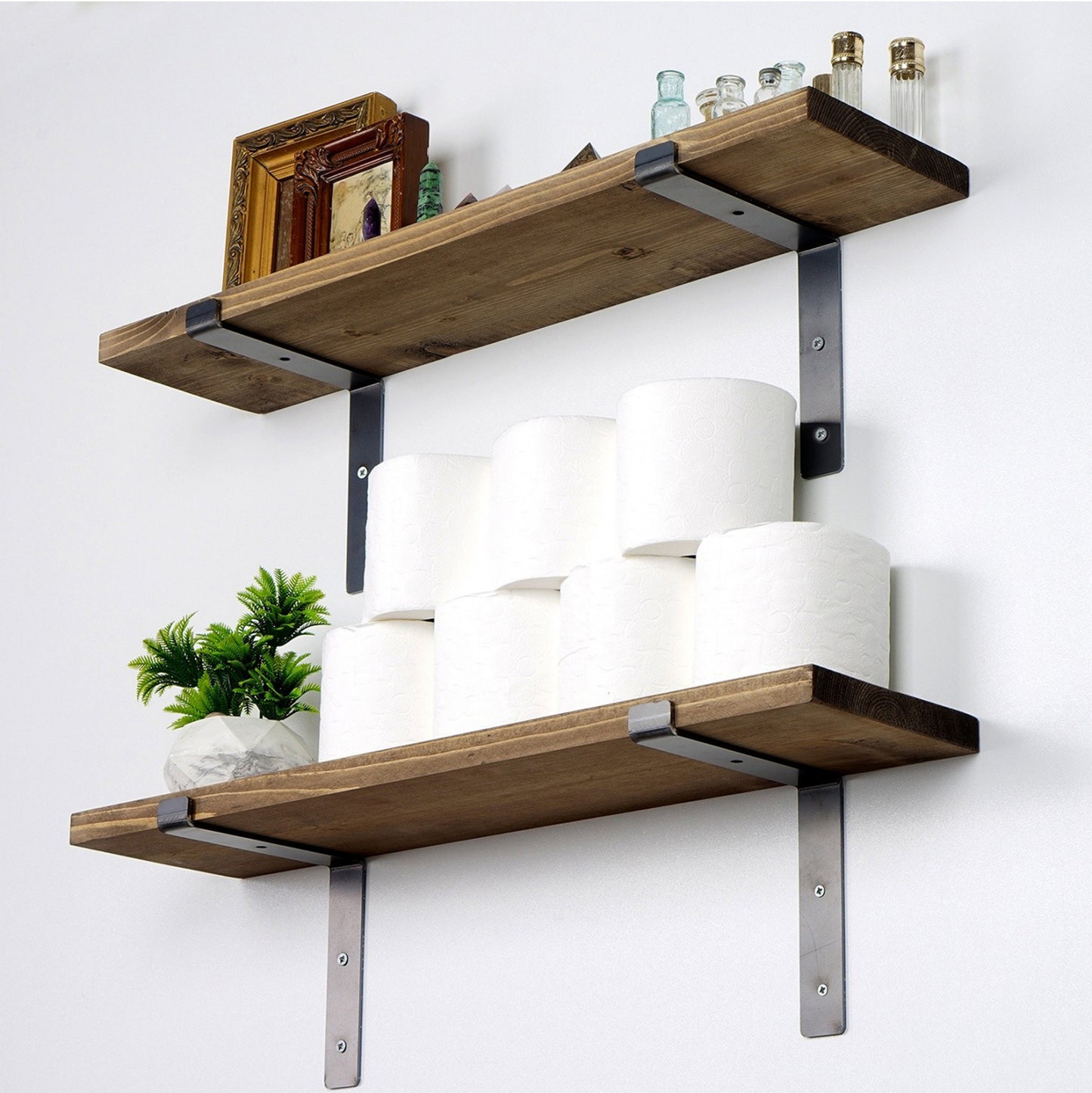 WALL SHELF IN WALNUT COLOR HM8997.01 60x14x16 cm.