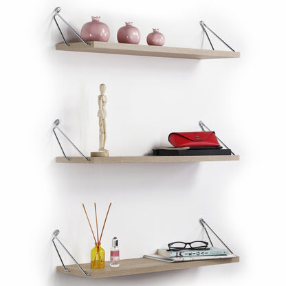 WALL SHELVES SET 3PCS MELAMINE AND METAL BHAN HM9173.01 SONAMA CHROME 60x12,5x18Υ cm.