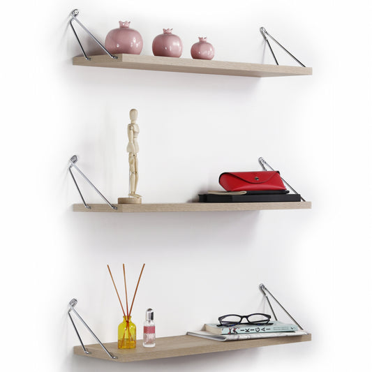WALL SHELVES SET 3PCS MELAMINE AND METAL BHAN HM9173.01 SONAMA CHROME 60x12,5x18Υ cm.