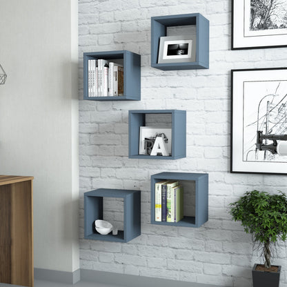 WALL SHELVES 5PCS HM9519.05 BLUE MELAMINE 30x30x24Hcm.