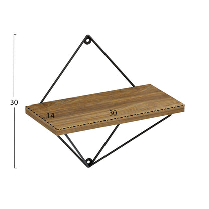 WALL SHELVES 2PCS SET ZANNARD HM8929.11 BLACK METAL-MELAMINE IN NATURAL 30x14x30Hcm.