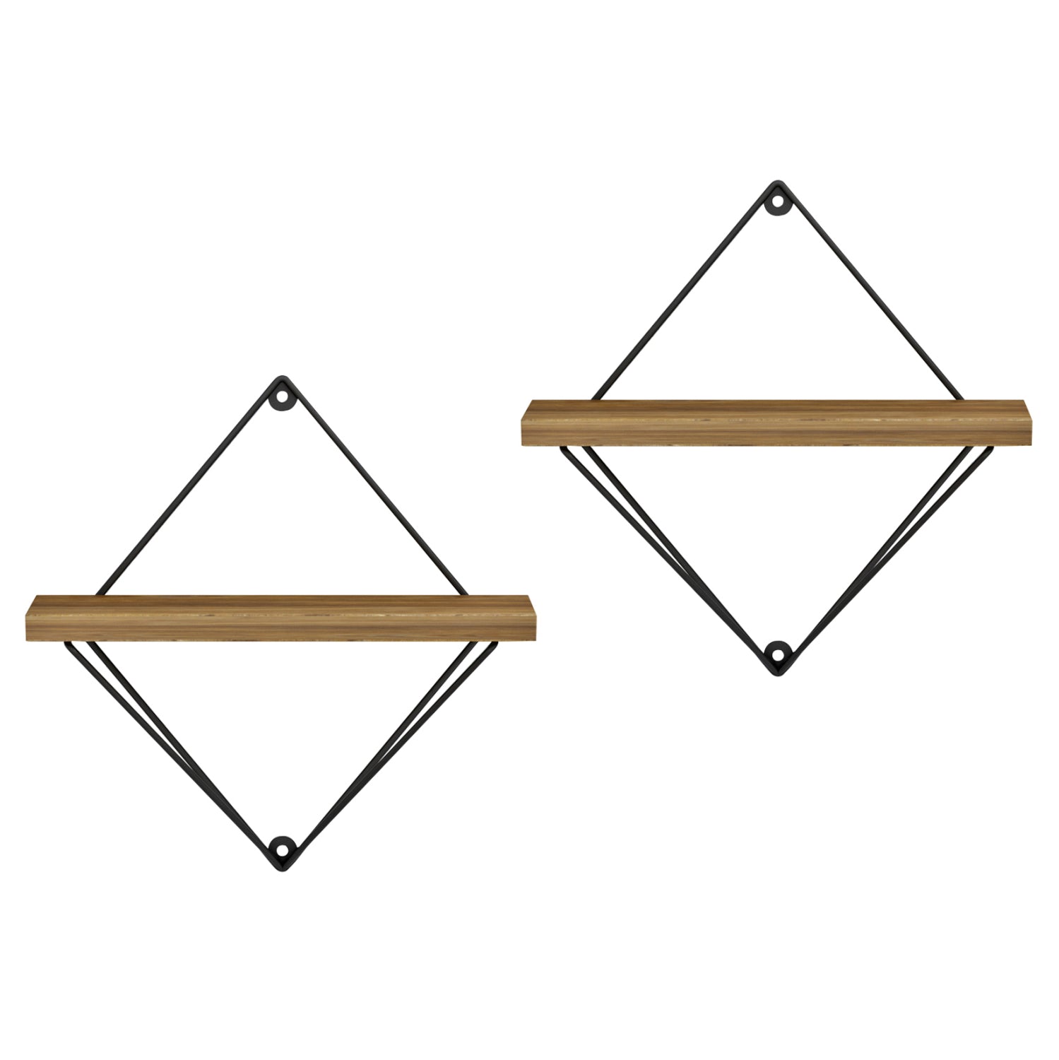 WALL SHELVES 2PCS SET ZANNARD HM8929.11 BLACK METAL-MELAMINE IN NATURAL 30x14x30Hcm.