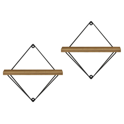 WALL SHELVES 2PCS SET ZANNARD HM8929.11 BLACK METAL-MELAMINE IN NATURAL 30x14x30Hcm.