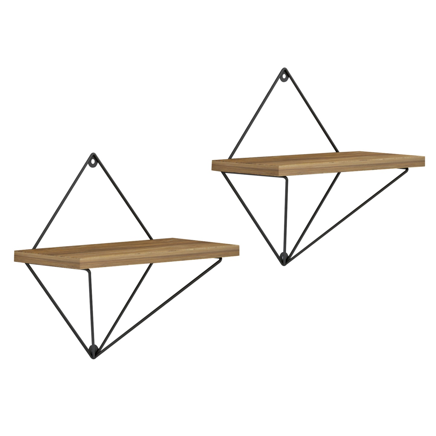 WALL SHELVES 2PCS SET ZANNARD HM8929.11 BLACK METAL-MELAMINE IN NATURAL 30x14x30Hcm.