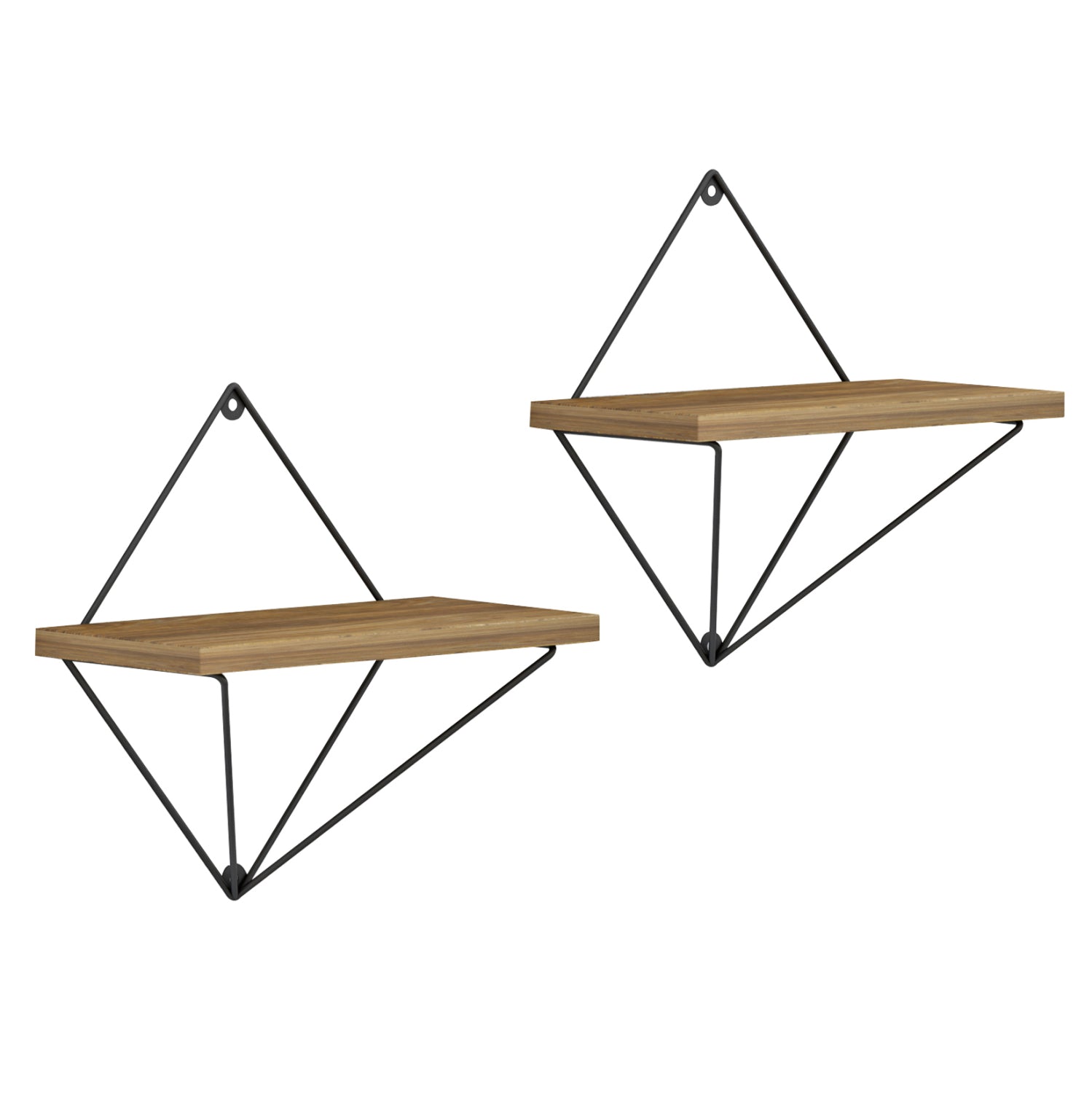 WALL SHELVES 2PCS SET ZANNARD HM8929.11 BLACK METAL-MELAMINE IN NATURAL 30x14x30Hcm.