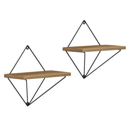 WALL SHELVES 2PCS SET ZANNARD HM8929.11 BLACK METAL-MELAMINE IN NATURAL 30x14x30Hcm.