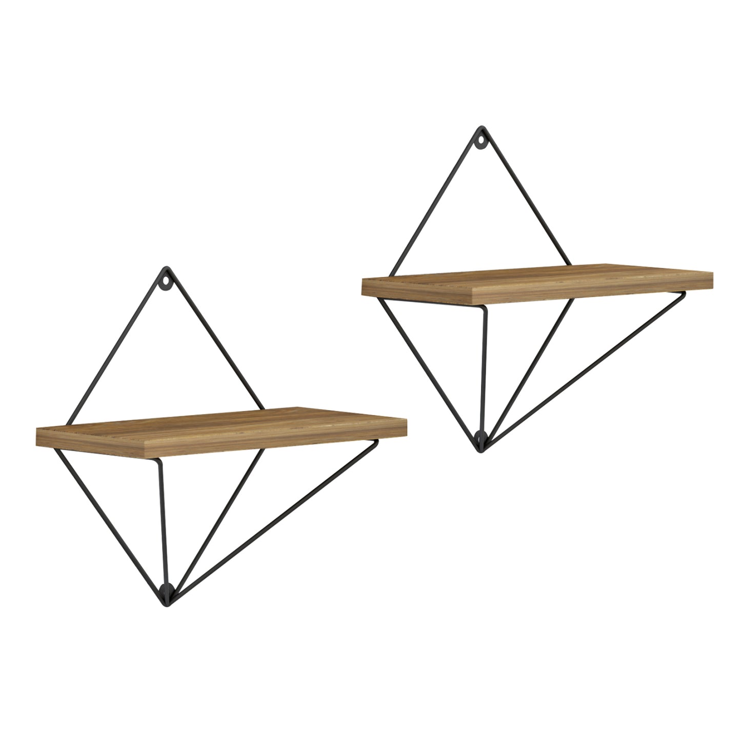 WALL SHELVES 2PCS SET ZANNARD HM8929.11 BLACK METAL-MELAMINE IN NATURAL 30x14x30Hcm.