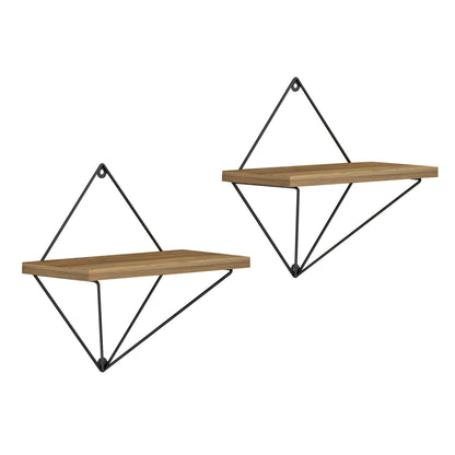 WALL SHELVES 2PCS SET ZANNARD HM8929.11 BLACK METAL-MELAMINE IN NATURAL 30x14x30Hcm.