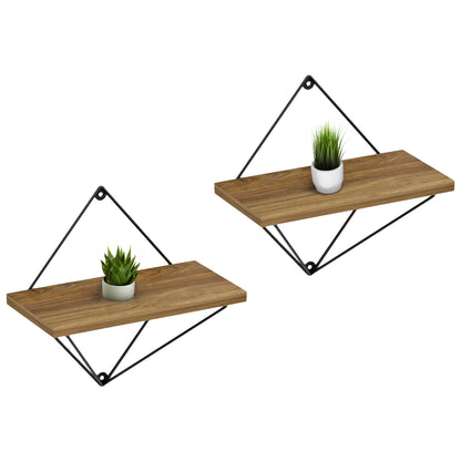 WALL SHELVES 2PCS SET ZANNARD HM8929.11 BLACK METAL-MELAMINE IN NATURAL 30x14x30Hcm.
