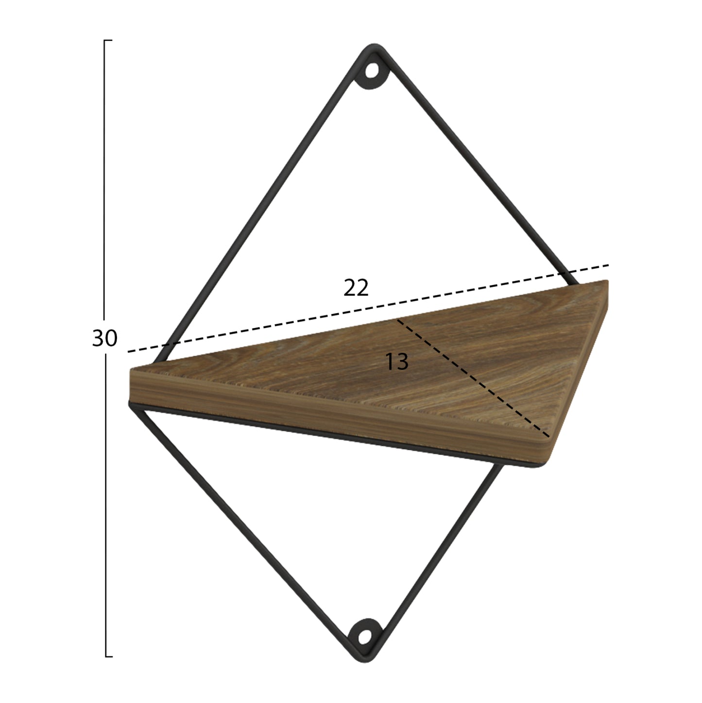 WALL SHELVES 2PCS SET EVERLEIGH HM8951.11 BLACK METAL-MELAMINE IN NATURAL 22x13x30Hcm.