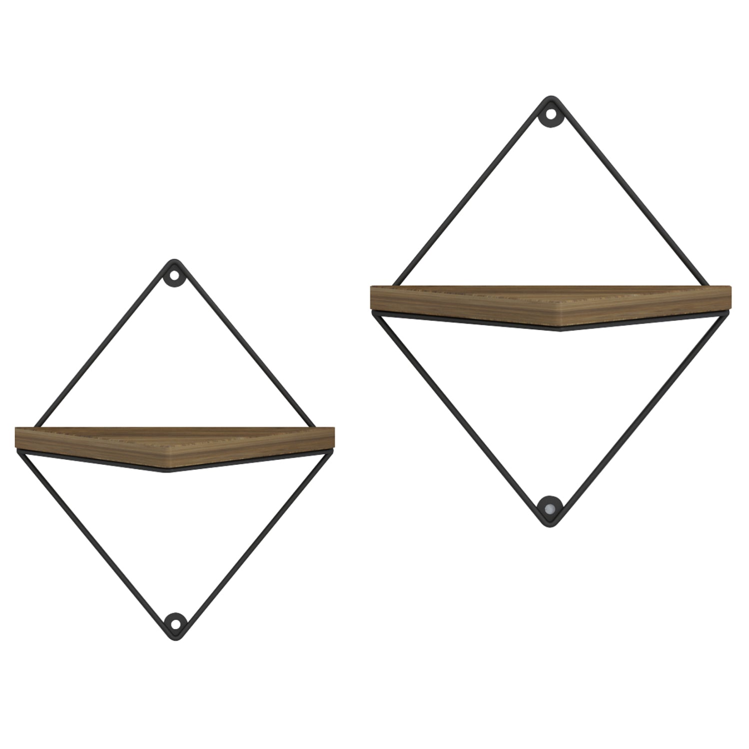 WALL SHELVES 2PCS SET EVERLEIGH HM8951.11 BLACK METAL-MELAMINE IN NATURAL 22x13x30Hcm.