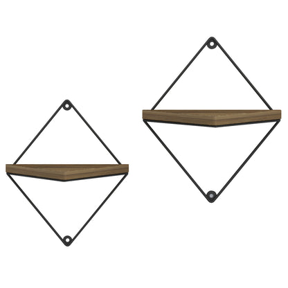 WALL SHELVES 2PCS SET EVERLEIGH HM8951.11 BLACK METAL-MELAMINE IN NATURAL 22x13x30Hcm.