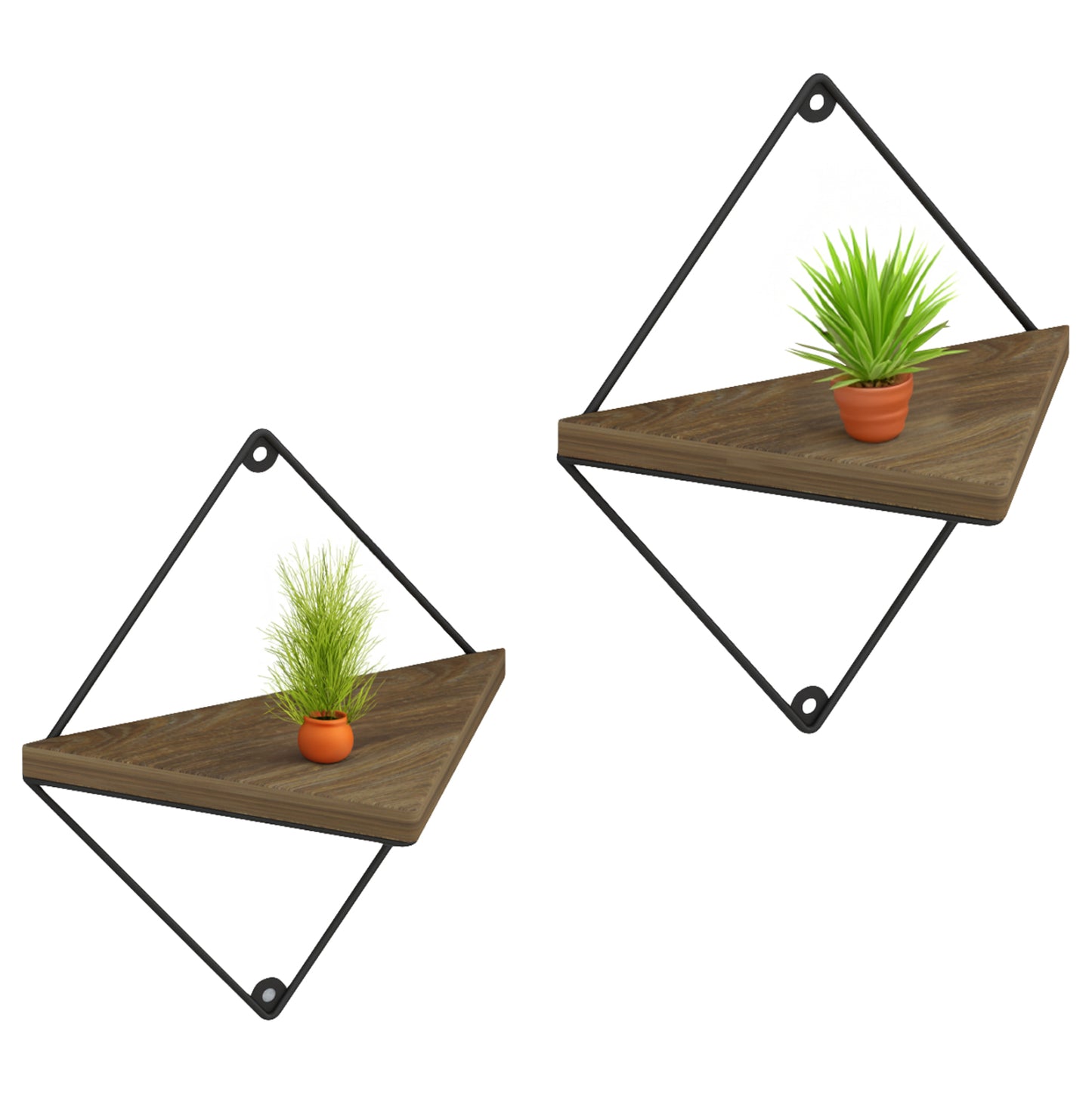 WALL SHELVES 2PCS SET EVERLEIGH HM8951.11 BLACK METAL-MELAMINE IN NATURAL 22x13x30Hcm.