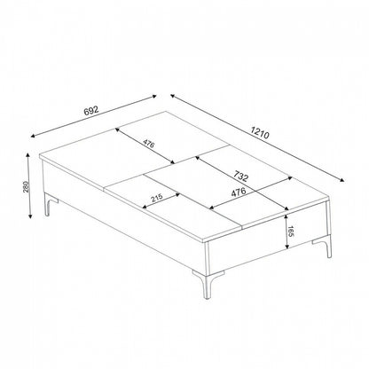 ΤΡΑΠΕΖΙ ΣΑΛΟΝΙΟΥ POLYMORPIC ΚΑΡΥΔΙΑ-ΜΕΤΑΛΛΟ HM8930.01 121Χ69,2Χ28 εκ.