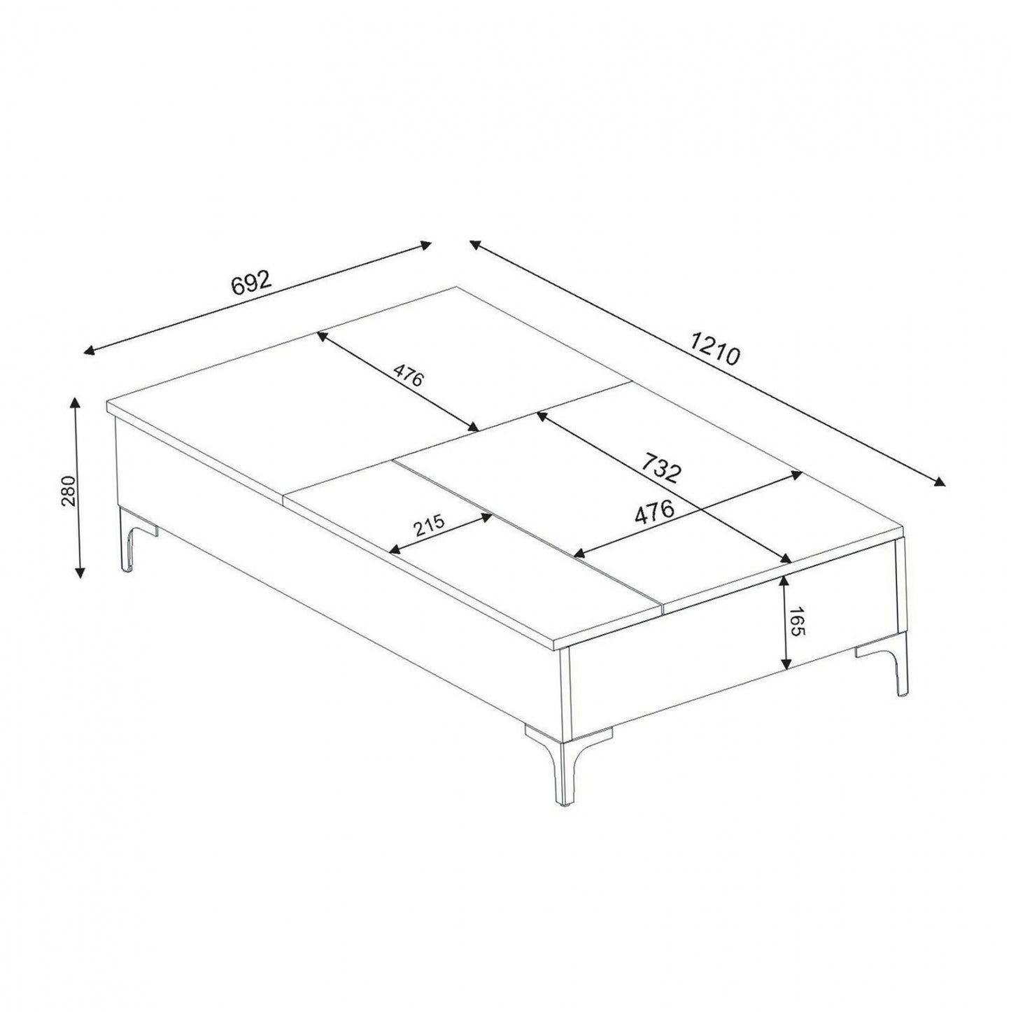 ΤΡΑΠΕΖΙ ΣΑΛΟΝΙΟΥ POLYMORPHIC HM8930.02 121Χ69,2Χ28 εκ.